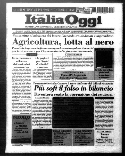 Italia oggi : quotidiano di economia finanza e politica